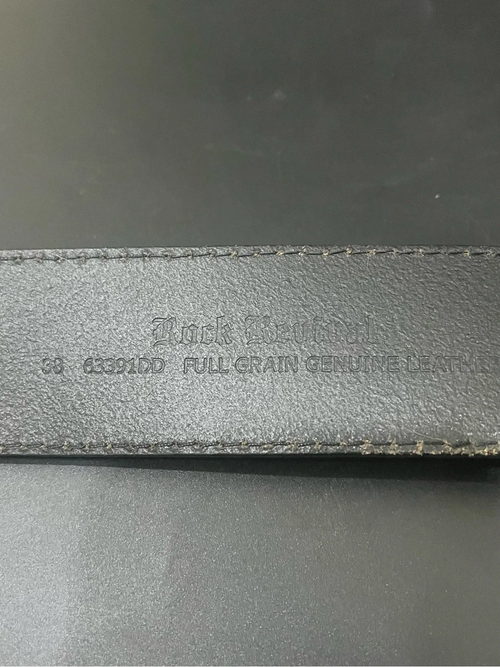 Rock Revival Mens Black Full Grain Leather Belt Distressed Metal Sz 38